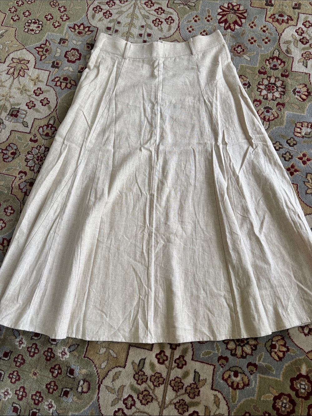 Zara Light Cream A-Line Midi Skirt
